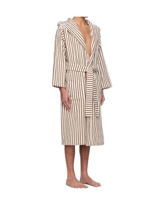 Tekla Natural Striped Pajamas With Lace-Up for men