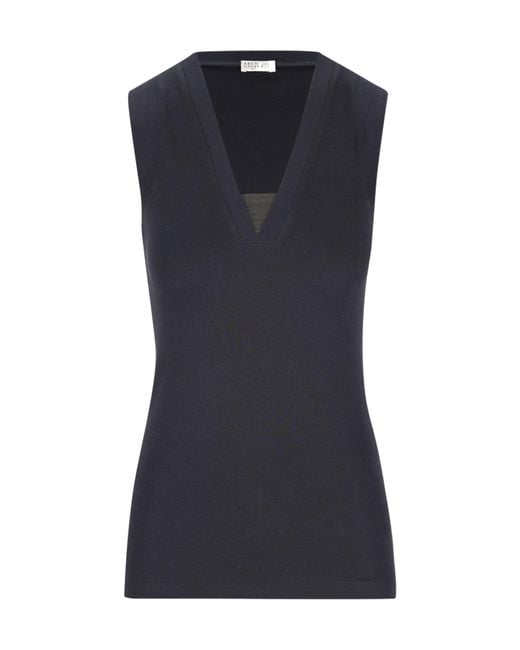 Brunello Cucinelli Blue V-Neck Top