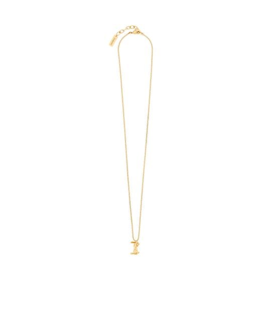 Saint Laurent White Cassandre Chained Necklace
