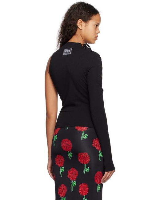 Versace Jeans Black One-Sleeve Cut-Out Detailing Top