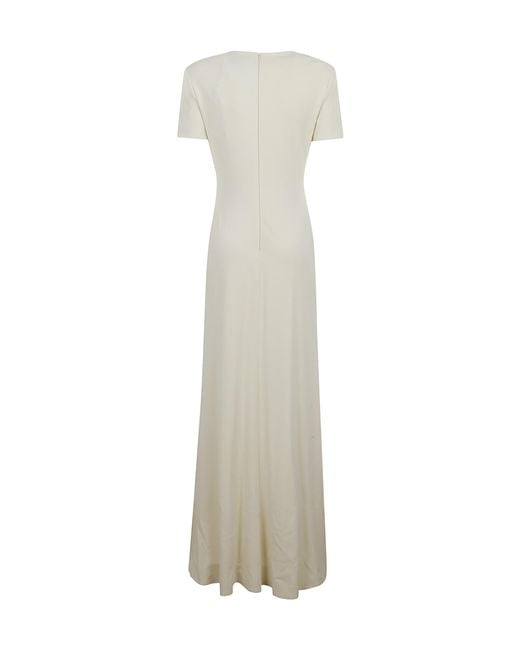 Roland Mouret Natural Knotted Waist Maxi Dress