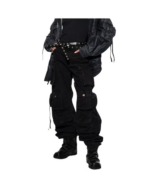 The Attico Black The Logo Patch Cargo Jeans