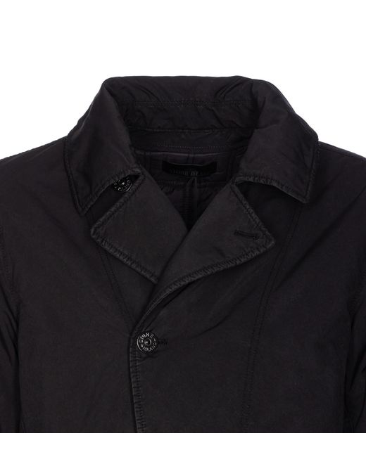 Stone Island Blue Button-Fastening Patch-Pocket Jacket for men