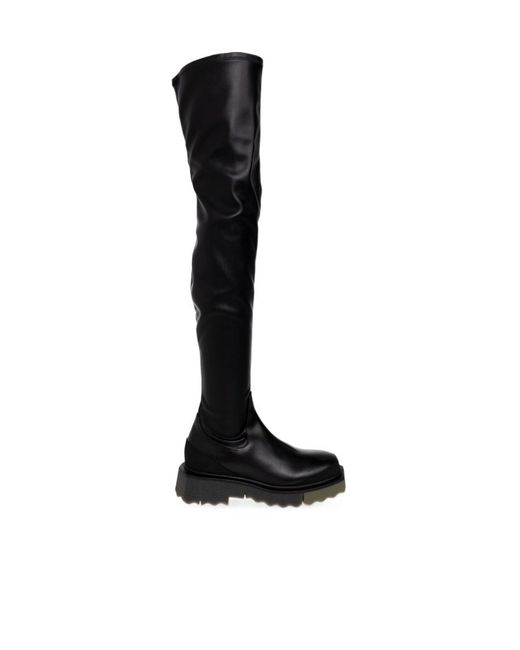 Off-White c/o Virgil Abloh Black Round Toe Knee-Length Boots
