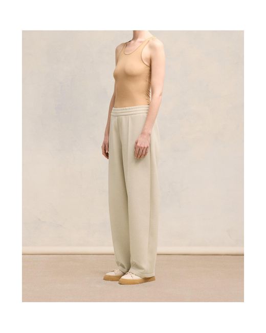 AMI Natural High-Waisted Pleated Pants