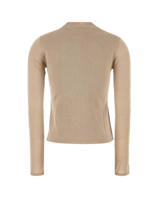 Max Mara Natural Mock-Neck Knitted Jumper