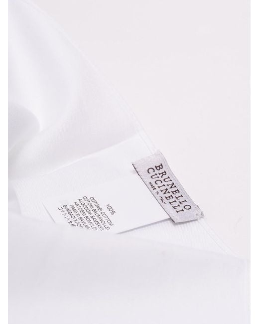 Brunello Cucinelli White Finished-Edge Pocket Square for men