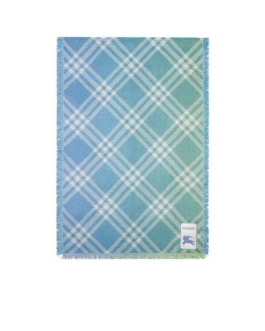 Burberry Blue Gradient Check Wool Silk Scarf