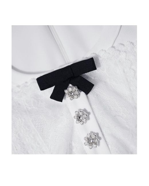 Self-Portrait White Lace-Collar Pleated Midi Dress