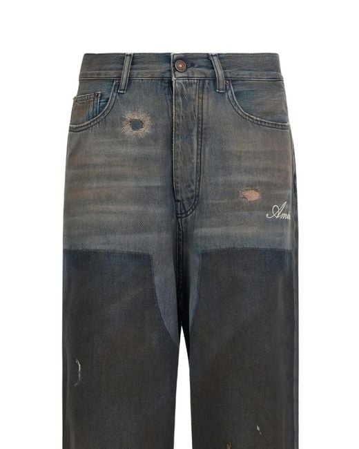 Amiri Gray Bones Baggy Jeans for men