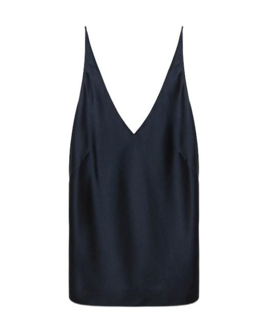 Dorothee Schumacher Blue V-Neck Silk Top