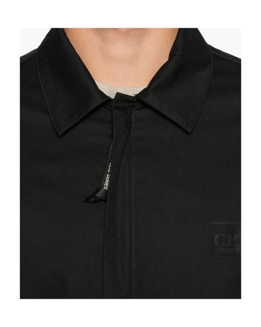 C P Company Black Zip-Around Overshirt for men