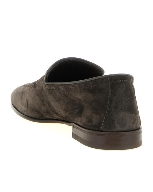 Brunello Cucinelli Black Fringed Slip-On Loafers for men