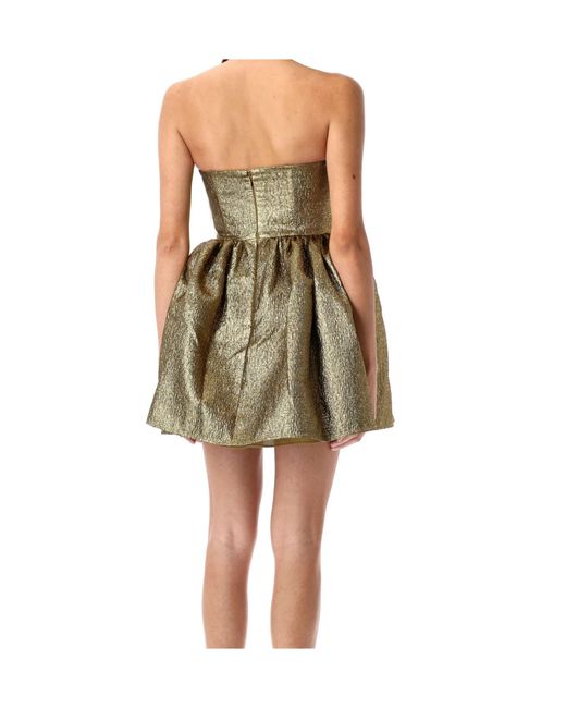 Self-Portrait Natural Metallic Jacquard Mini Dress