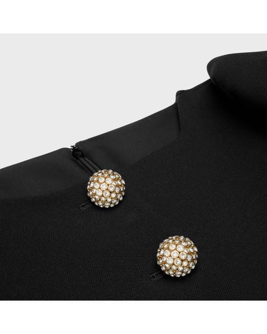 Céline Black Mini Dress With Jeweled Buttons