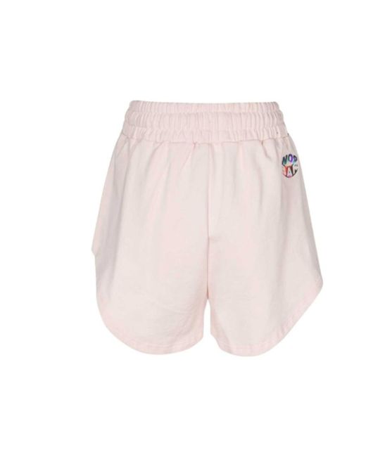 Barrow Pink Logo Printed Pleated Shorts