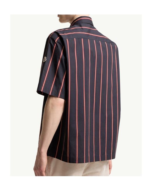 Moncler Purple Striped Cotton Short Sleeve Shirt for men