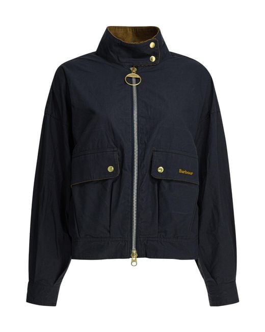 Barbour Black Logo Detailed Zipped Jacket