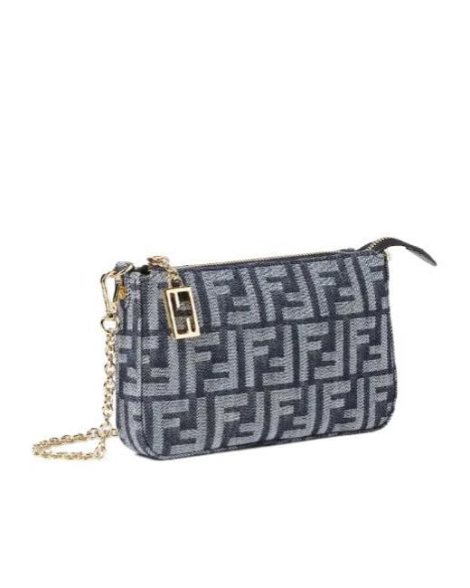 Fendi Blue Ff Fabric Baguette Pouch