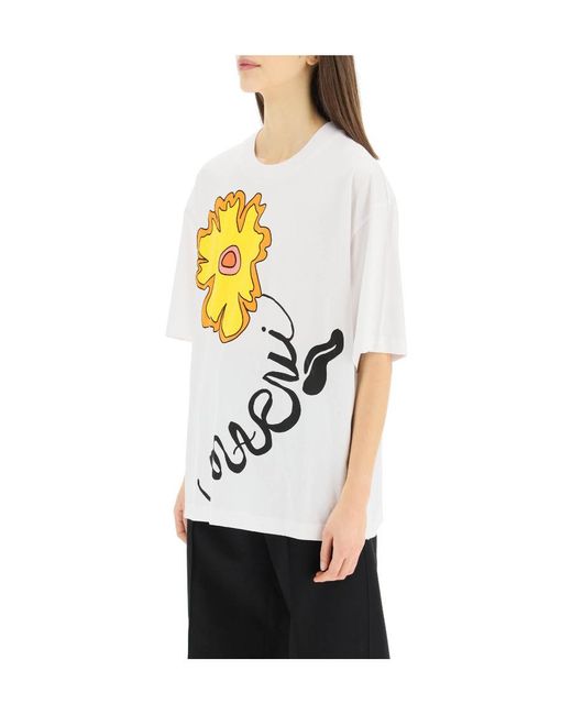 Marni White Floral-Print T-Shirt