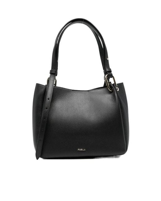Furla Black Nuvola Logo-Plaque Tote Bag