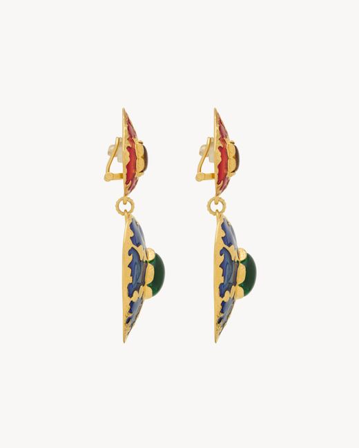 Saint Laurent White Heart Drop Earrings