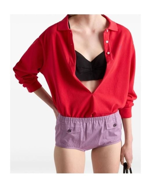 Prada Red Long-Sleeved Polo Shirt