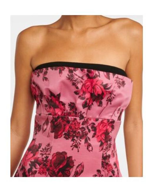 Emilia Wickstead Red Adalina Floral Strapless Midi Dress