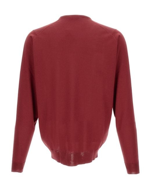John Smedley Red Long-Sleeved Sweater for men