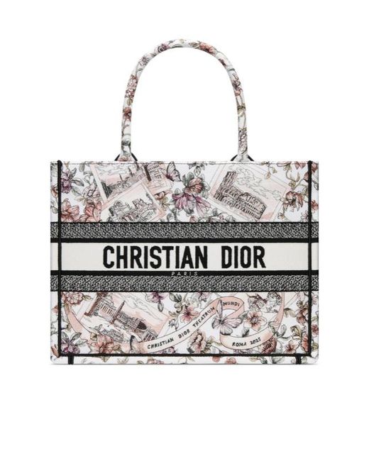 Dior White Medium-Sized Book Tote Handbag