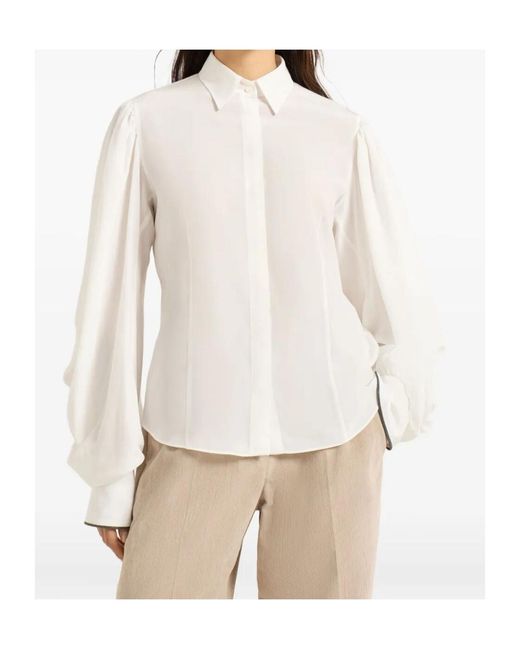 Brunello Cucinelli White Silk Shirt