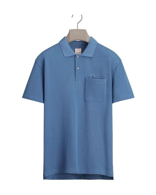 Dior Blue Polo Shirt With Embroidery, Relaxed Fit for men