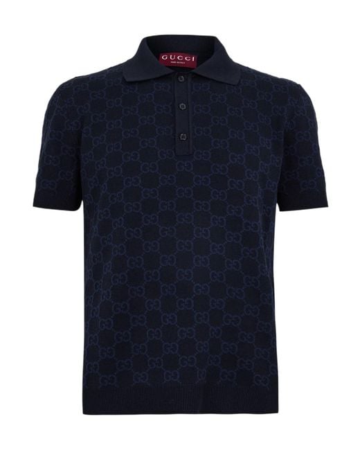 Gucci Blue Cttn Silk Polo Sn61 for men