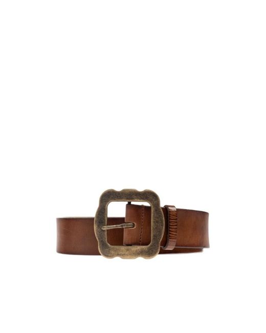 DSquared² Brown Leather Square-Buckle Belt for men