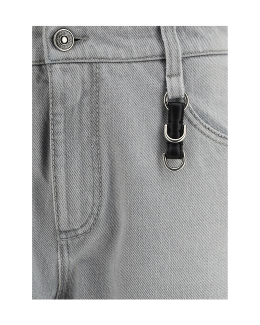 Ermanno Scervino Gray Logo Patch Distressed Pants