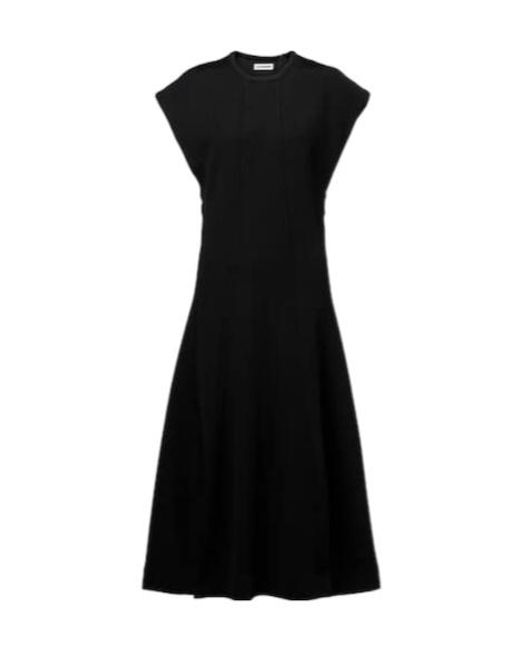 Jil Sander Black Ribbed-Knit Midi Dress