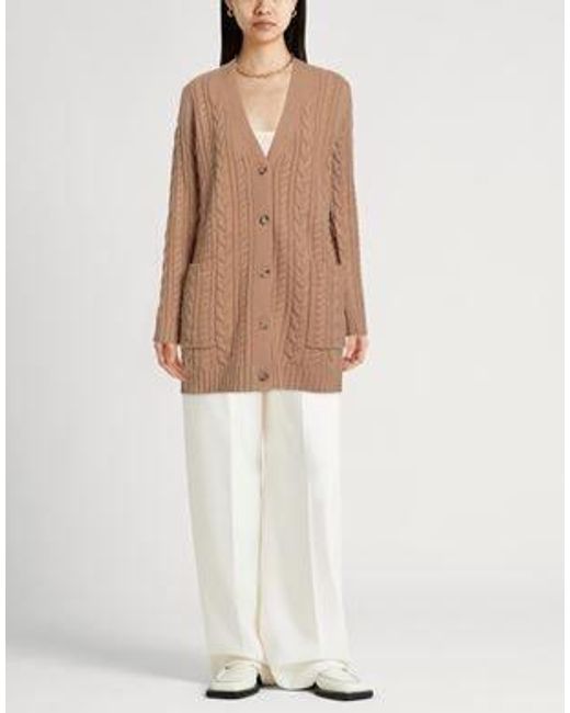Max Mara Brown Stylish Solid Color Knit Cardigan