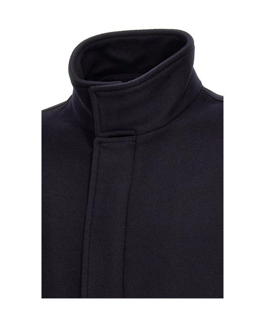 Herno Blue Logo Plaque High-Neck Coat for men