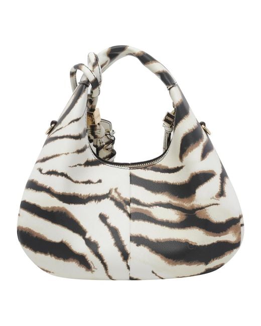 Ganni Metallic Mini Zebra Hobo Shoulder Bag