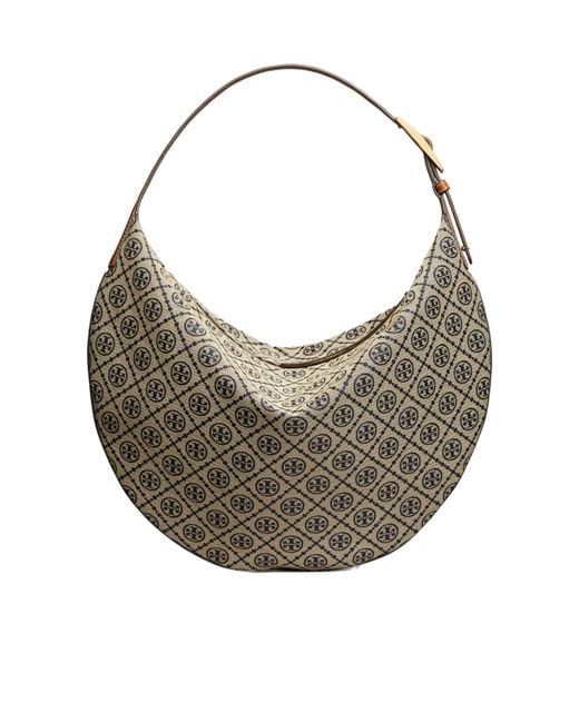 Tory Burch Gray T Monogram Balloon Bag