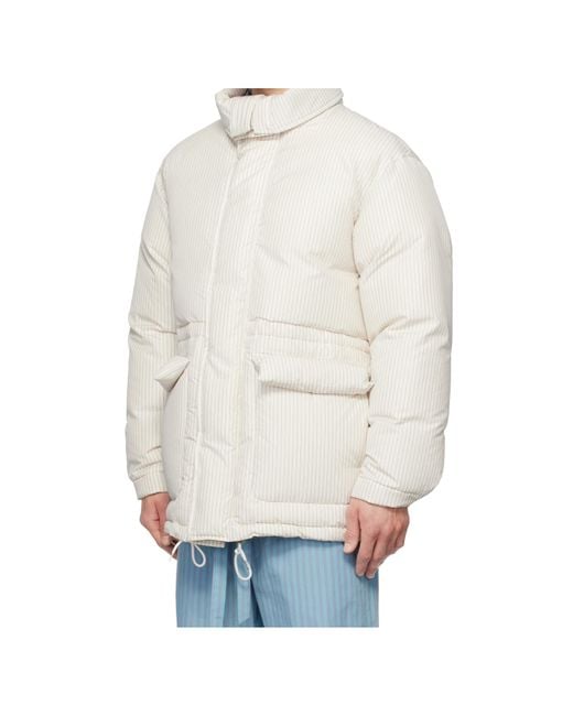 Tekla Men's Natural X Auralee Striped Down Jacket