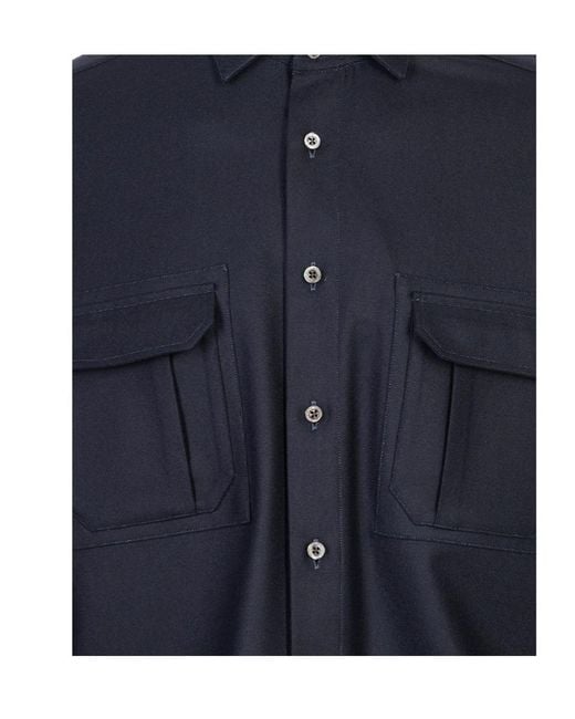 Corneliani Blue Flap-Pocket Shirt for men