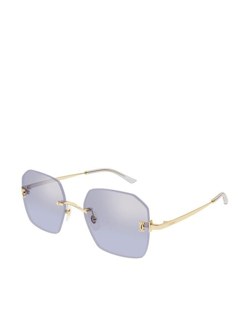 Cartier White Frameless Geometric Sunglasses