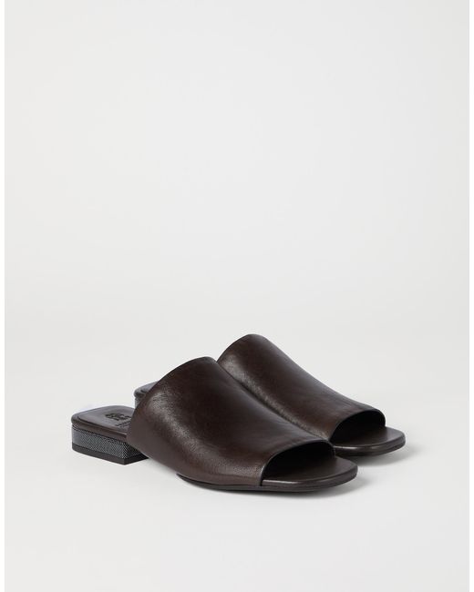 Brunello Cucinelli Brown Monili Detailed Riding Mules