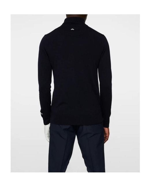 J.Lindeberg Blue Long Sleeve Logo Knit Sweater for men