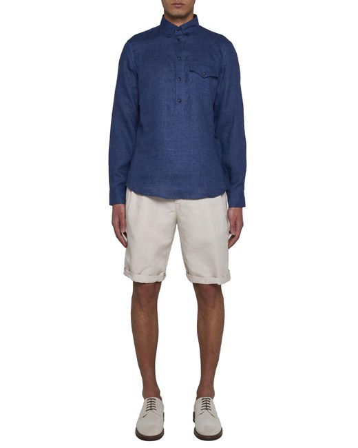 Brunello Cucinelli Gray Elasticated Waistband Drawstring Shorts for men