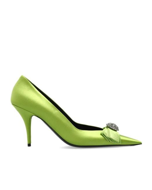 Balenciaga Green Avenue Palazzo Pointed-Toe Pumps