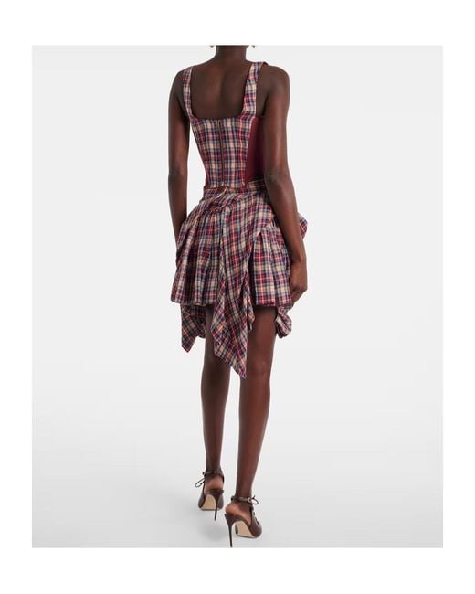 Vivienne Westwood Pink Puppy Tartan Linen And Cotton Corset