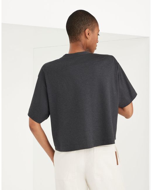 Brunello Cucinelli Blue Slogan Printed Crewneck T-Shirt