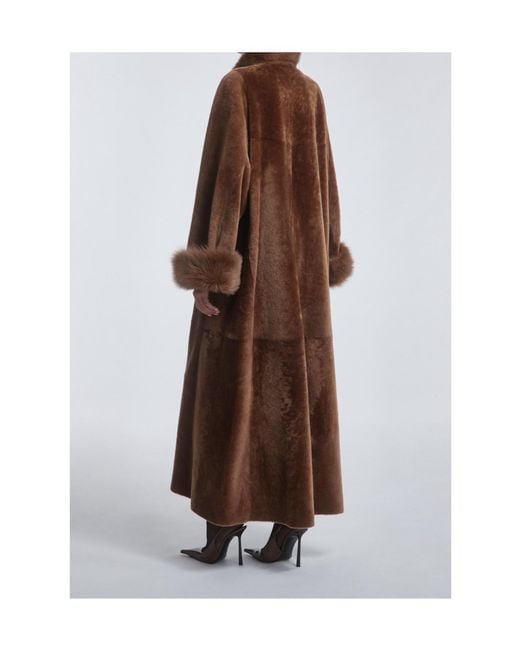 Nour Hammour Brown Sima Grand Shearling Coat